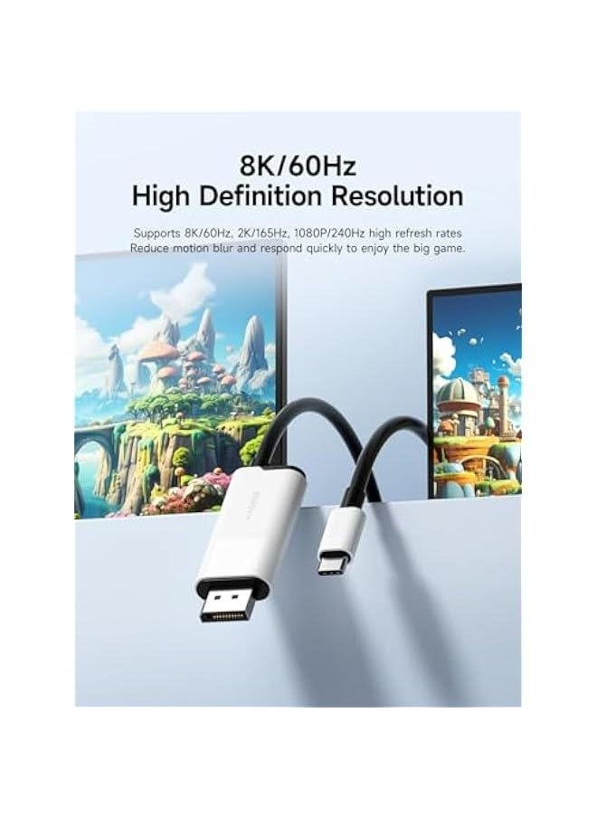 Generic - Switch Dock for Nintendo Switch & Switch OLED, USB C to DisplayPort Cable Adapter with 4K@60Hz DP, 100W PD, Type-C to DP Adapter for Laptop, Tablet, SteamDeck, ROG Ally (DisplayPort White) - Image 1