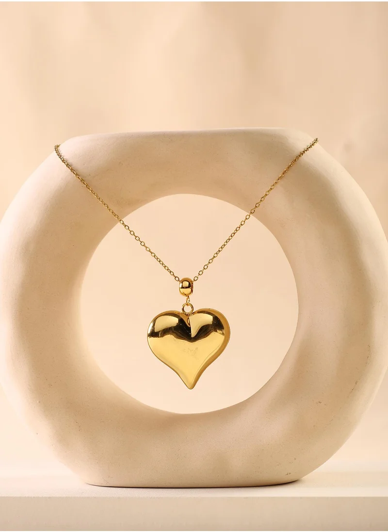 SOHI SOHI Women's The Puffed-Coeur Pendant Necklace For Casual Wear | California Gold Colour | Alloy Material | Lobster Clasp Closure | MetallicNecklace | Pendant Necklace For Women & Girls