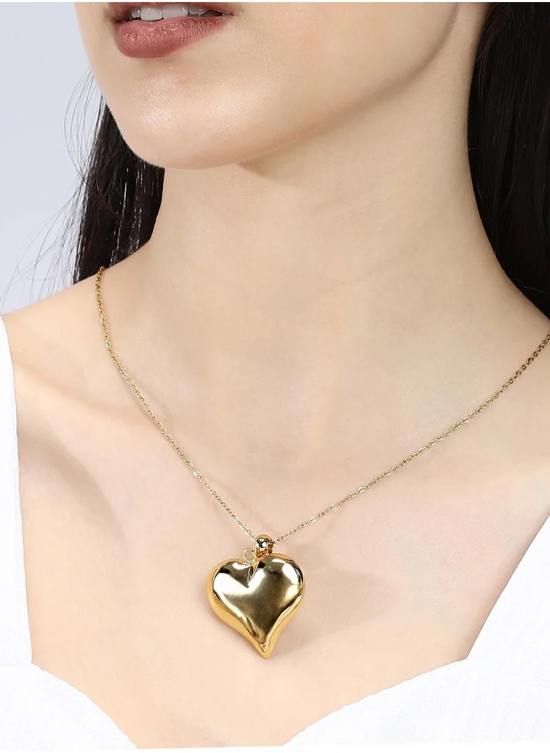 SOHI SOHI Women's The Puffed-Coeur Pendant Necklace For Casual Wear | California Gold Colour | Alloy Material | Lobster Clasp Closure | MetallicNecklace | Pendant Necklace For Women & Girls