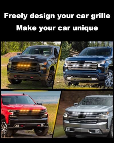 OKLSG 6Pcs LED Grill Lights for 2019-2024 2025 Chevrolet Silverado Raptor Grille Marker Lights Silverado 1500 2500 3500 Accessories Front Bumper Grille Trims (Yellow) - Image 4