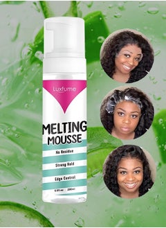 Luxfume 200ml Lace Melting and Holding Mousse 3 in 1 No Residue Strong Hold and Edge Control Glue Less Hair Adhesive for Wigs Extra Hold Lace Melting Mousse Adhesive Wig Spray for Wig Extensions  - Image 1