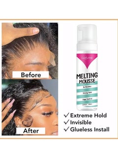 Luxfume 200ml Lace Melting and Holding Mousse 3 in 1 No Residue Strong Hold and Edge Control Glue Less Hair Adhesive for Wigs Extra Hold Lace Melting Mousse Adhesive Wig Spray for Wig Extensions  - Image 4