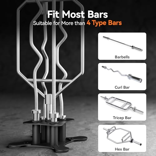 Josmimic Vertical Barbell Storage Rack - 5-Bar Barbell Holder Floor Stand, 2-Inch Olympic/Curl Bar Compatible, with Protective Sleeve Inserts, Organizer for Home & Garage Gym - Image 3