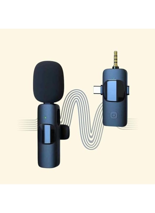 3-in-1 Wireless Microphone with Type-C, Lightning, and AUX for YouTube – Dual True Voice, 2024 Edition, Black