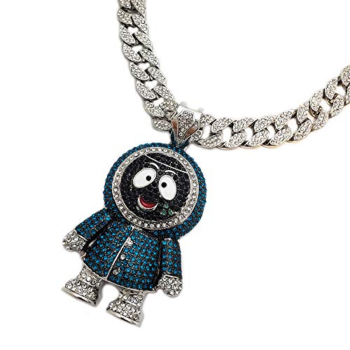 BLINGFACTORY Hip Hop Iced Large BRICK SQUAD ESKIMO Pendant & 18" 1 ROW Tennis Choker Chain Necklace - Image 1