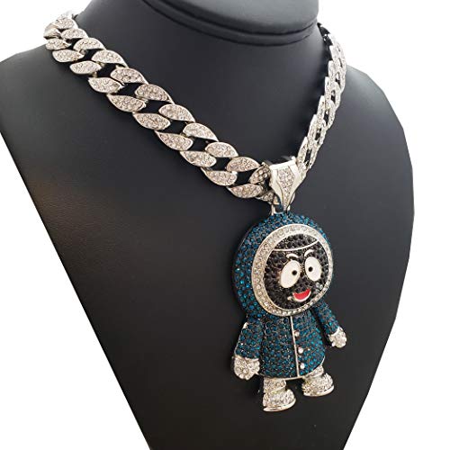 BLINGFACTORY Hip Hop Iced Large BRICK SQUAD ESKIMO Pendant & 18" 1 ROW Tennis Choker Chain Necklace - Image 3