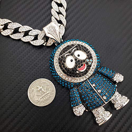 BLINGFACTORY Hip Hop Iced Large BRICK SQUAD ESKIMO Pendant & 18" 1 ROW Tennis Choker Chain Necklace - Image 4