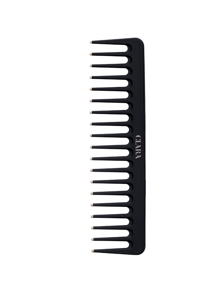 Clara Wide-Tooth Comb Brush – Curl Defining & Volume Styling Comb – Anti-Frizz Detangling for Wavy & Curly Hair black - Image 1