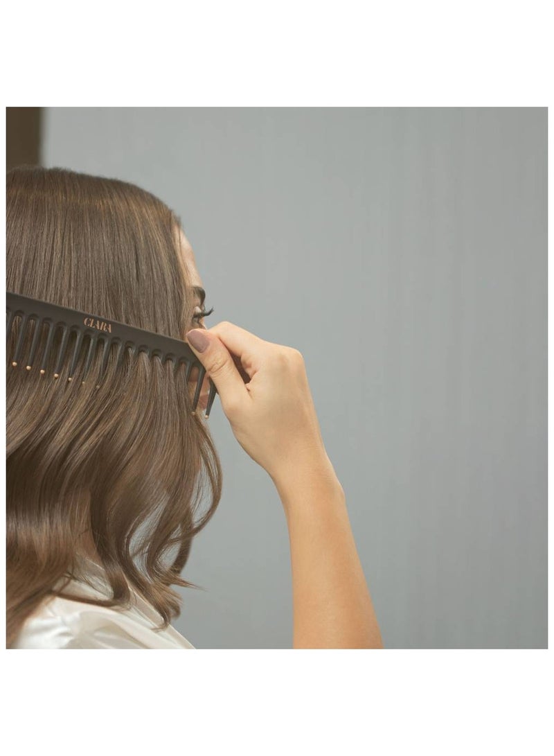 Clara Wide-Tooth Comb Brush – Curl Defining & Volume Styling Comb – Anti-Frizz Detangling for Wavy & Curly Hair black - Image 4