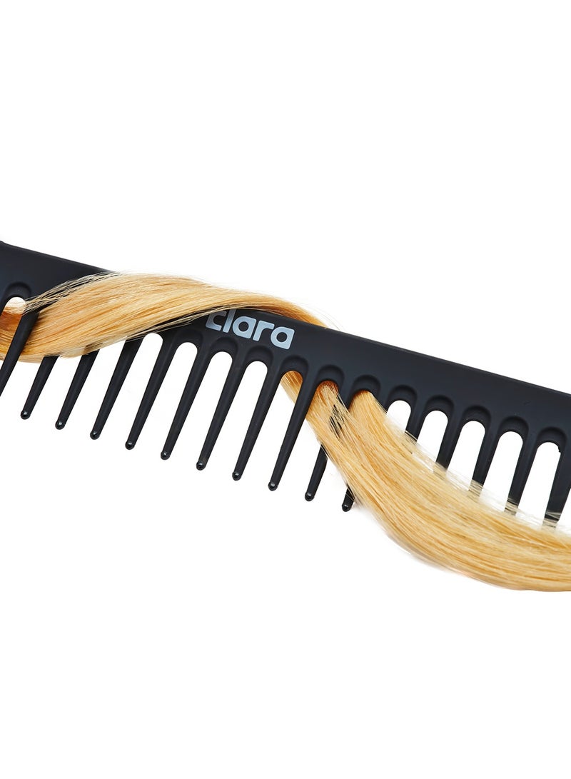 Clara Wide-Tooth Comb Brush – Curl Defining & Volume Styling Comb – Anti-Frizz Detangling for Wavy & Curly Hair black - Image 3