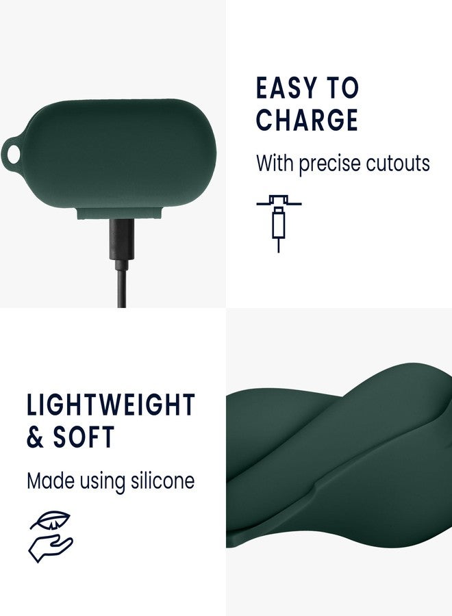 kwmobile Case Compatible with Sony WF-C510 Case - Silicone Cover Holder for Earbuds - Dark Green - Image 4
