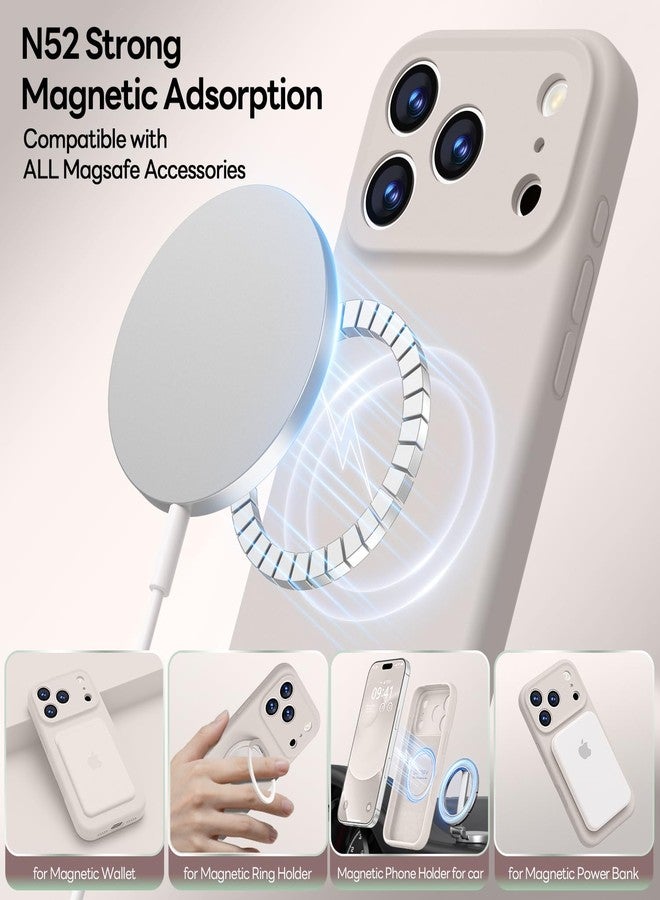 LOVE 3000 جراب LOVE 3000 مصمم خصيصًا لهاتف iPhone 17 Pro، مصنوع من السيليكون الفاخر [متوافق مع Magsafe] [بطانة داخلية ناعمة من الألياف الدقيقة المقاومة للخدش] جراب حماية مقاوم للصدمات للرجال والنساء، مقاس 6.3 بوصة، لون حجري - Image 2