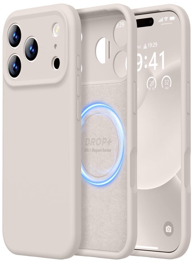 LOVE 3000 جراب LOVE 3000 مصمم خصيصًا لهاتف iPhone 17 Pro، مصنوع من السيليكون الفاخر [متوافق مع Magsafe] [بطانة داخلية ناعمة من الألياف الدقيقة المقاومة للخدش] جراب حماية مقاوم للصدمات للرجال والنساء، مقاس 6.3 بوصة، لون حجري - Image 1
