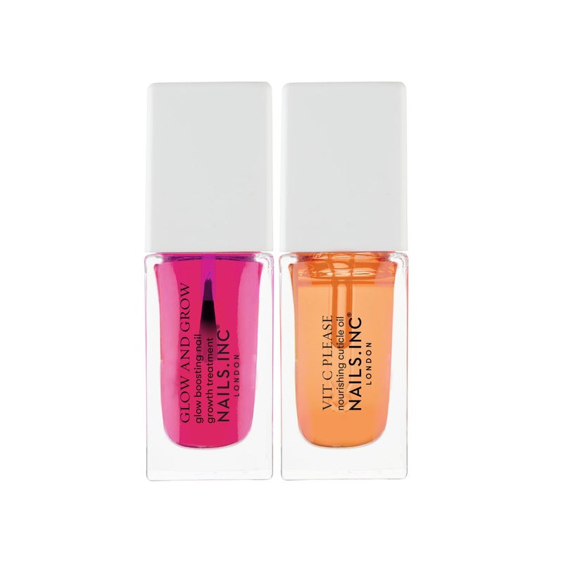 Nails Inc Mini Nail Treatment Duo, Glow & Grow Nail Growth Treatment, Vitamin C Nourishing Cuticle Oil, Strong Nails, Smooth Nails, Promote Nail Health, Ultra Glossy, Cruelty Free, Vegan, 2 Piece Set - Image 2