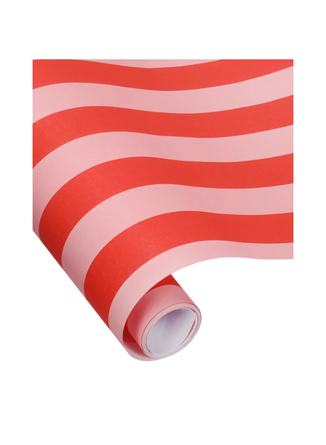 KadoDesign Ole Striped Wrapping Paper Roll - Poppy Red and Litchi Pink - Image 5