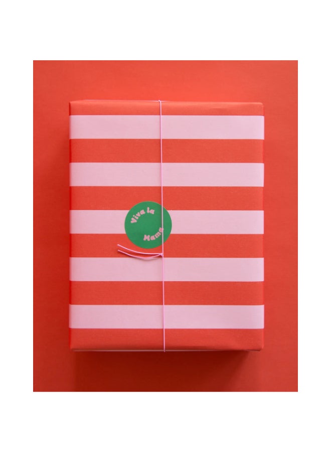 KadoDesign Ole Striped Wrapping Paper Roll - Poppy Red and Litchi Pink - Image 3