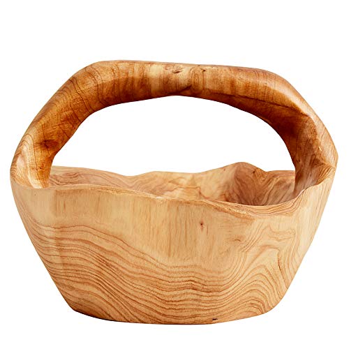 WELLAND Root Wood Crafts Basket w/Handle for Fruit Vegetable Food Display, Large Size, Natural - Image 4