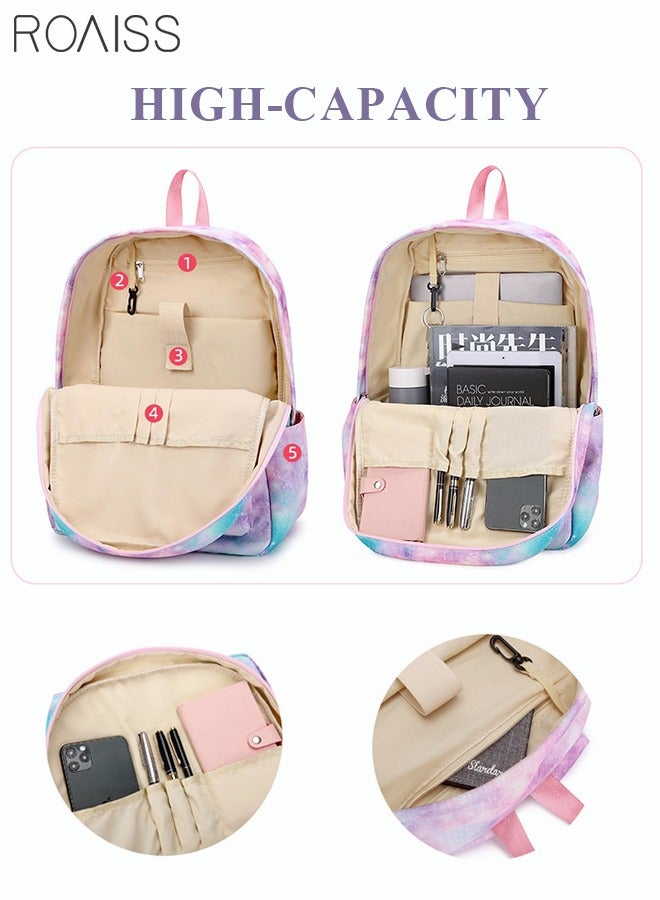 roaiss 3 PCS Stylish Girls School Backpack with Galaxy Print Fits 15 Inch Laptop Insulated Lunch Bag for Teens Boys and Kids Multicolor(School Bag + Lunch Box Bag + Pen Bag) Functional Backpack with Large Capacity Storage Scientific Storage - Image 4