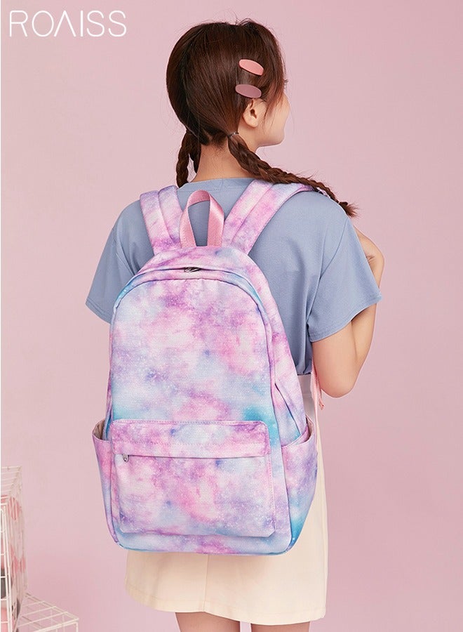 roaiss 3 PCS Stylish Girls School Backpack with Galaxy Print Fits 15 Inch Laptop Insulated Lunch Bag for Teens Boys and Kids Multicolor(School Bag + Lunch Box Bag + Pen Bag) Functional Backpack with Large Capacity Storage Scientific Storage - Image 2