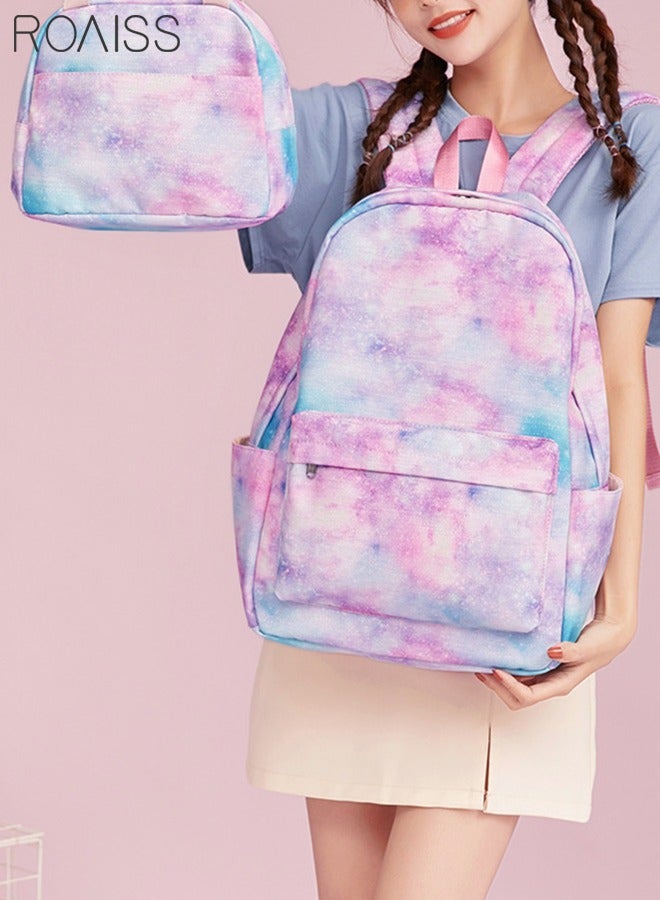 roaiss 3 PCS Stylish Girls School Backpack with Galaxy Print Fits 15 Inch Laptop Insulated Lunch Bag for Teens Boys and Kids Multicolor(School Bag + Lunch Box Bag + Pen Bag) Functional Backpack with Large Capacity Storage Scientific Storage - Image 3