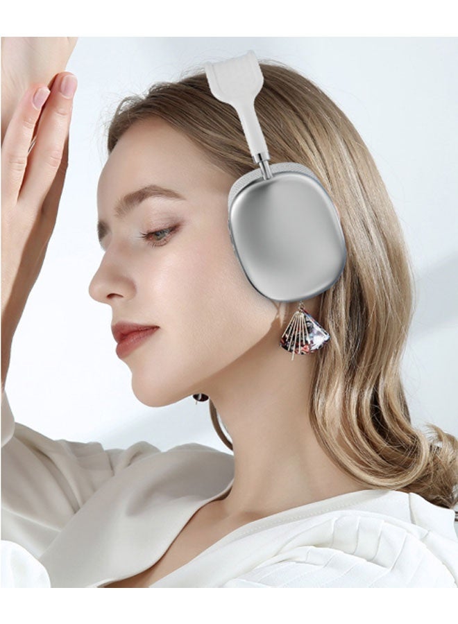 Bluetooth and wired connection dual-mode over-ear headphones Gaming Bluetooth headset Enhanced battery life edition Music headphones Retractable design Bluetooth 5.3 gaming headset Noise-cancelling over-ear headphones (silver) - Image 4