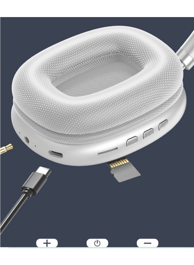 Bluetooth and wired connection dual-mode over-ear headphones Gaming Bluetooth headset Enhanced battery life edition Music headphones Retractable design Bluetooth 5.3 gaming headset Noise-cancelling over-ear headphones (silver) - Image 2