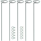 HiGift HiGift 5 Pack Garden Plant Support Stakes, Single Stem Support Stake Plant Cage Support Rings, with 10 pcs Plant Clips  - Image 1