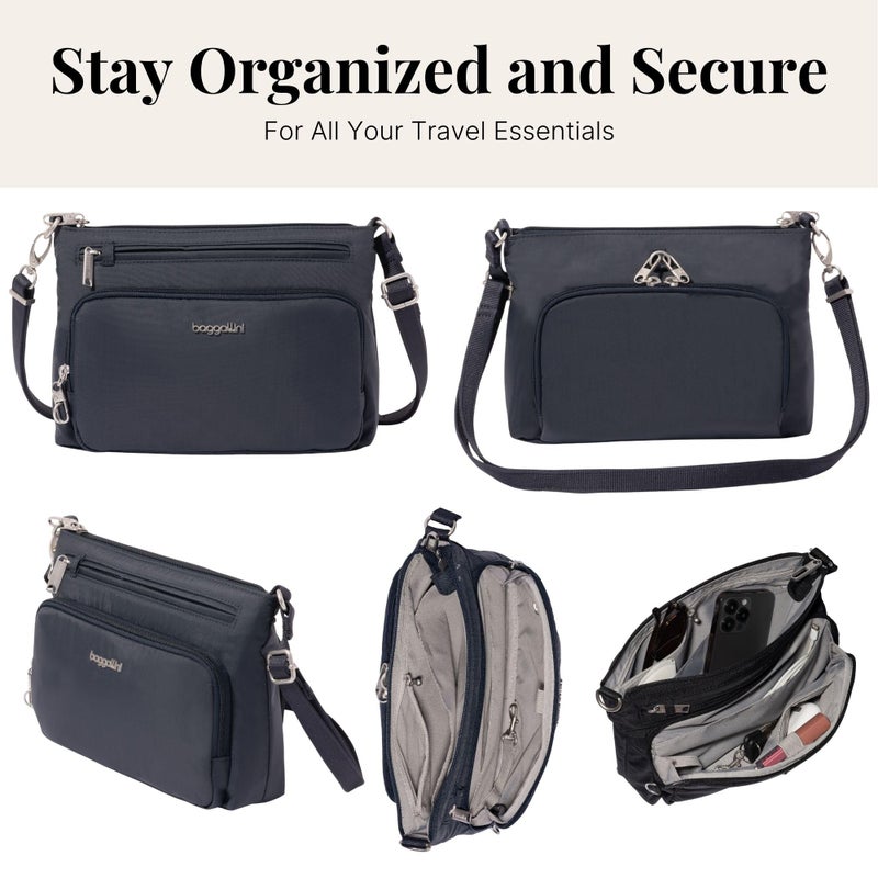 Baggallini Securtex Anti-Theft Keepsake Crossbody - 9.8â€x7â€x1.9" Travel Safe Bag w/Locking Zippers, Slash-Resistant, RFID - Image 5