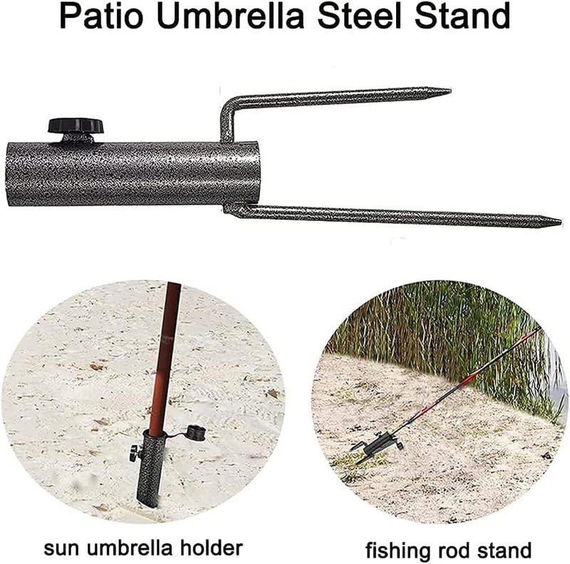AngelReally Umbrella Anchor Patio Umbrella Steel Frame Base Stands Anchor Outdoor Metal Ground Grass Umbrella Base Holder Stands for Flag, Umbrella and Fishing Rod - Image 3
