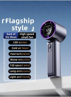 Portable Handheld Fan , Turbo Power High Speed Air [20H Max Cooling Time], LED Display,120 Gear Wind, 3600mAh Rechargeable, Mini Pocket Design, Personal Fan for Travel Concerts Cruise Makeup-Gray