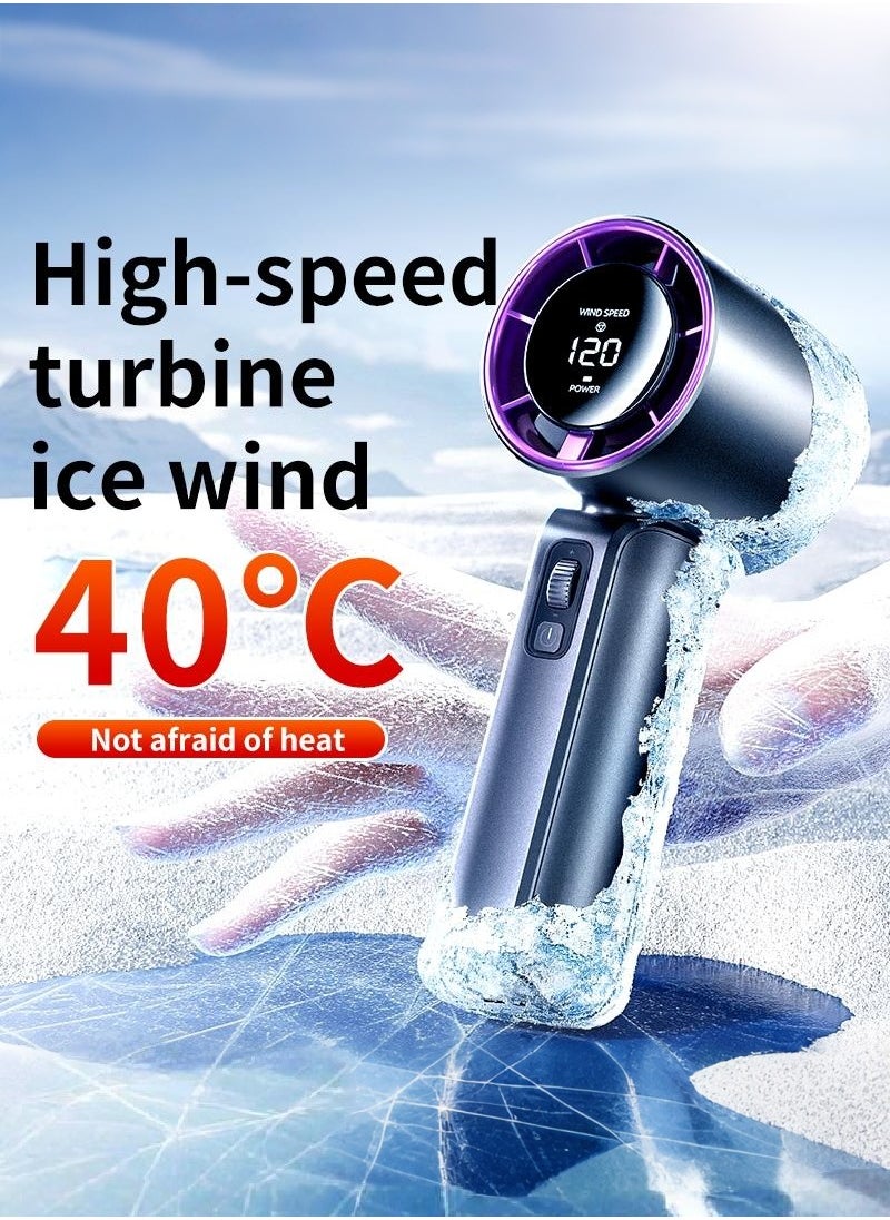 Generic - Portable Handheld Fan , Turbo Power High Speed Air [20H Max Cooling Time], LED Display,120 Gear Wind, 3600mAh Rechargeable, Mini Pocket Design, Personal Fan for Travel Concerts Cruise Makeup-Gray - Image 1