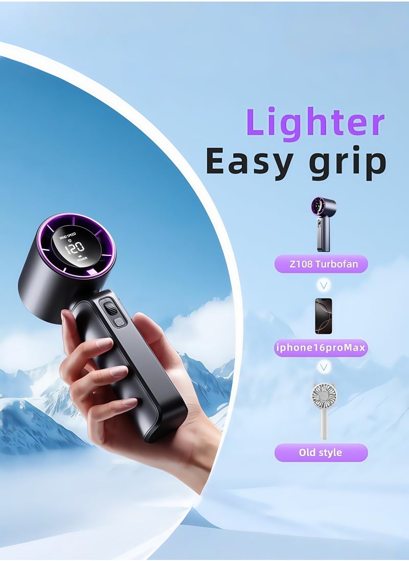 Generic - Portable Handheld Fan , Turbo Power High Speed Air [20H Max Cooling Time], LED Display,120 Gear Wind, 3600mAh Rechargeable, Mini Pocket Design, Personal Fan for Travel Concerts Cruise Makeup-Gray - Image 1