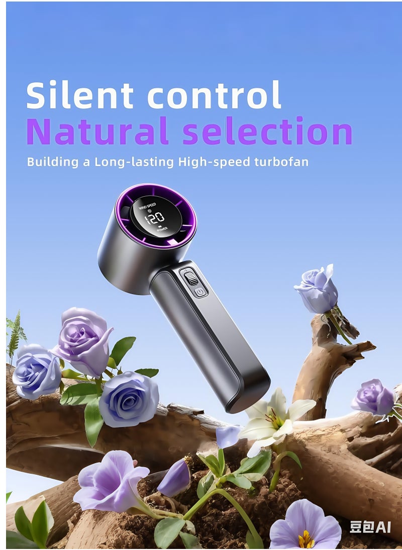 Generic - Portable Handheld Fan , Turbo Power High Speed Air [20H Max Cooling Time], LED Display,120 Gear Wind, 3600mAh Rechargeable, Mini Pocket Design, Personal Fan for Travel Concerts Cruise Makeup-Gray - Image 1
