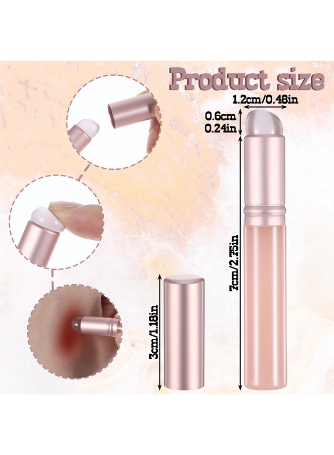 2 Pcs Silicone Lip Brush, Round Head Lip Balm Applicator With Cover, Portable Mini Lip Brush Reusable Silicone Makeup Applicator For Lipstick Lip Balm Gloss Concealer Pink And Transparent Black - Image 2