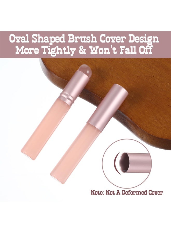 2 Pcs Silicone Lip Brush, Round Head Lip Balm Applicator With Cover, Portable Mini Lip Brush Reusable Silicone Makeup Applicator For Lipstick Lip Balm Gloss Concealer Pink And Transparent Black - Image 4