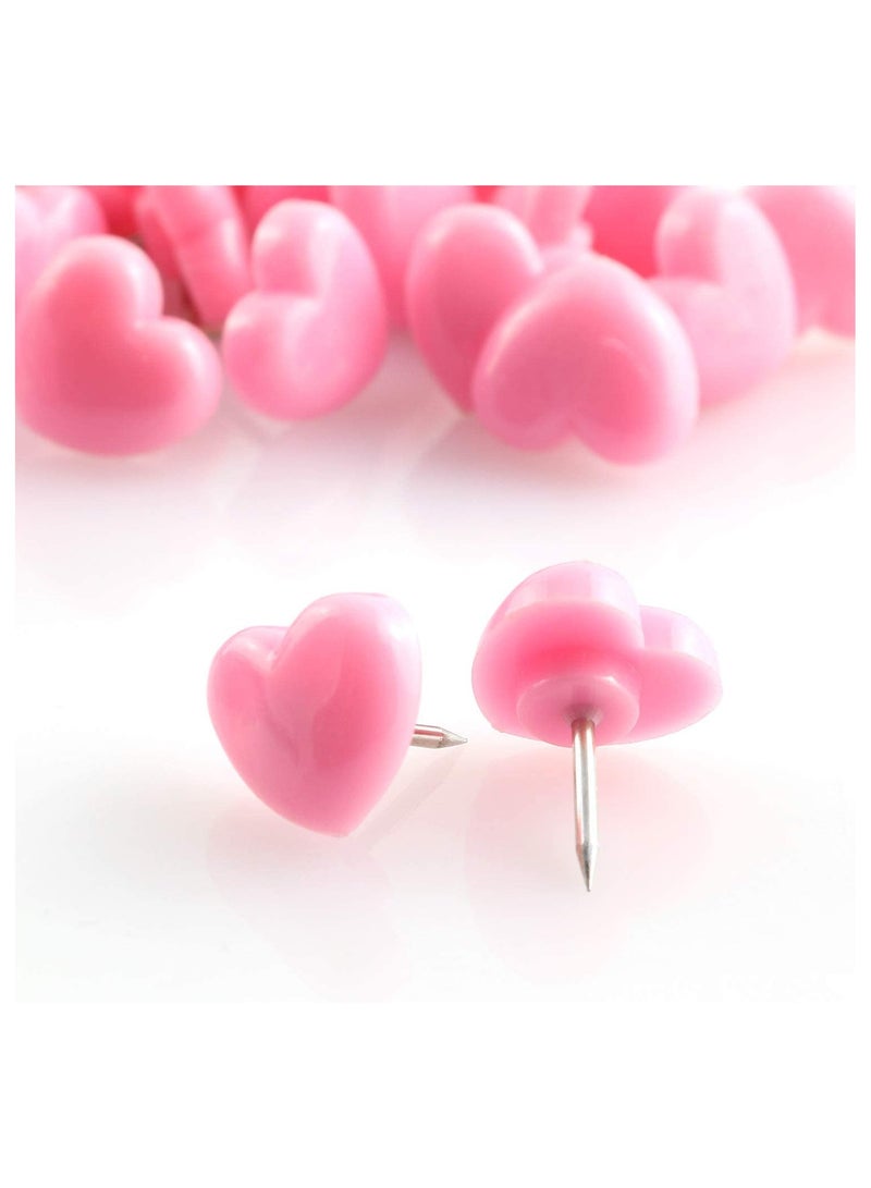 100 Pcs  Pink Heart Push Pins - Decorative Thumb Tacks for Cork Boards, Wall Hangings  Flat Metal Maps - Perfect Office  School Supplies for Creative Organization - Image 5