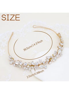 Oriamour Crystal Wedding Headbands Handmade Bridal Headpieces For Bride Flower Girl Wedding Hair Accessories For Bridesmaids Prom Party (Gold)  - Image 5