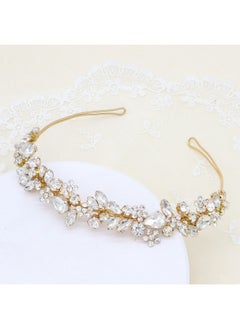 Oriamour Crystal Wedding Headbands Handmade Bridal Headpieces For Bride Flower Girl Wedding Hair Accessories For Bridesmaids Prom Party (Gold)  - Image 2