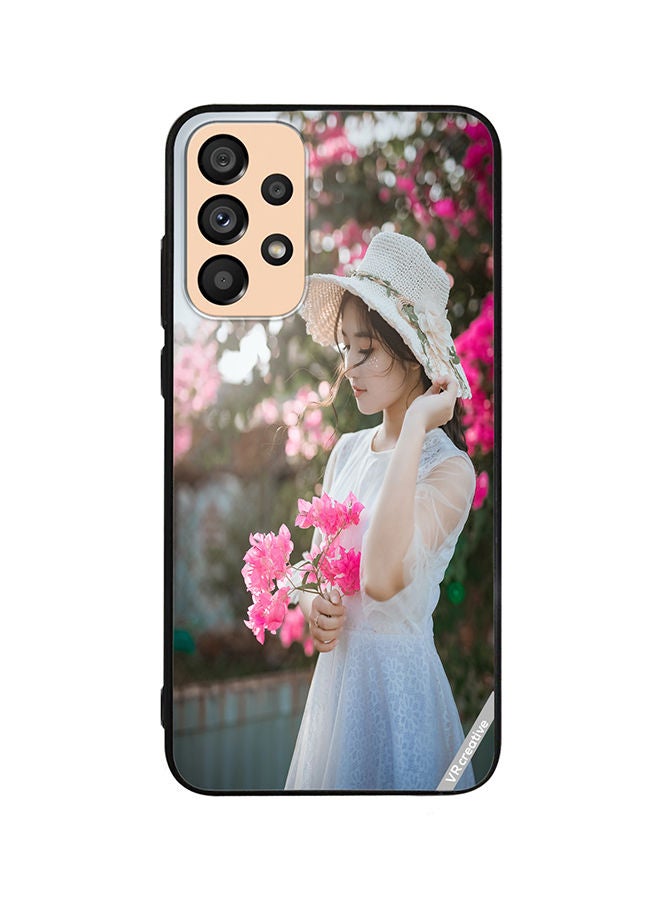 VR CREATIVE Protective Case Cover For Samsung Galaxy A53 5G Girl With Pink Flower Design Multicolour - Image 1