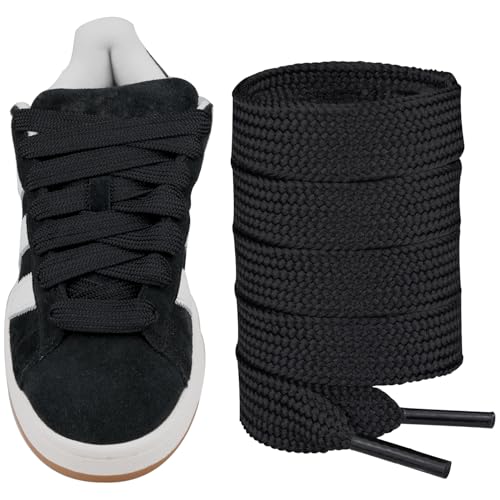 Endoto Fat Shoelaces for Adidas Campus 00s16MM Chunky Thick Flat Wide Jumbo Shoe Laces Replacement Laces for Sneaker shoesColorBlackSize54Inch - Image 1