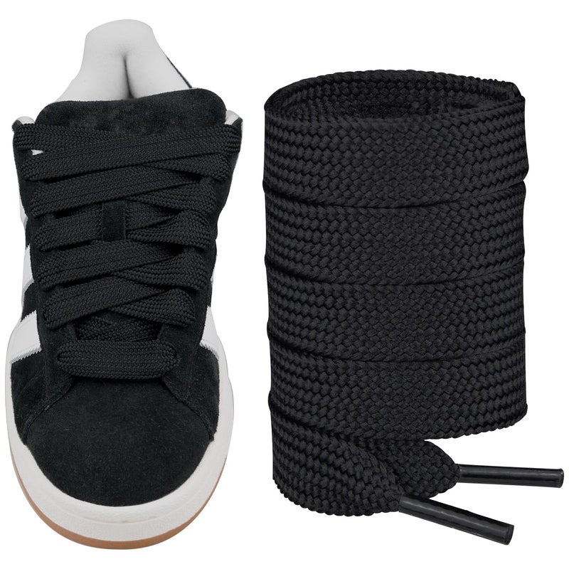Endoto Fat Shoelaces for Adidas Campus 00s16MM Chunky Thick Flat Wide Jumbo Shoe Laces Replacement Laces for Sneaker shoesColorBlackSize54Inch - Image 2