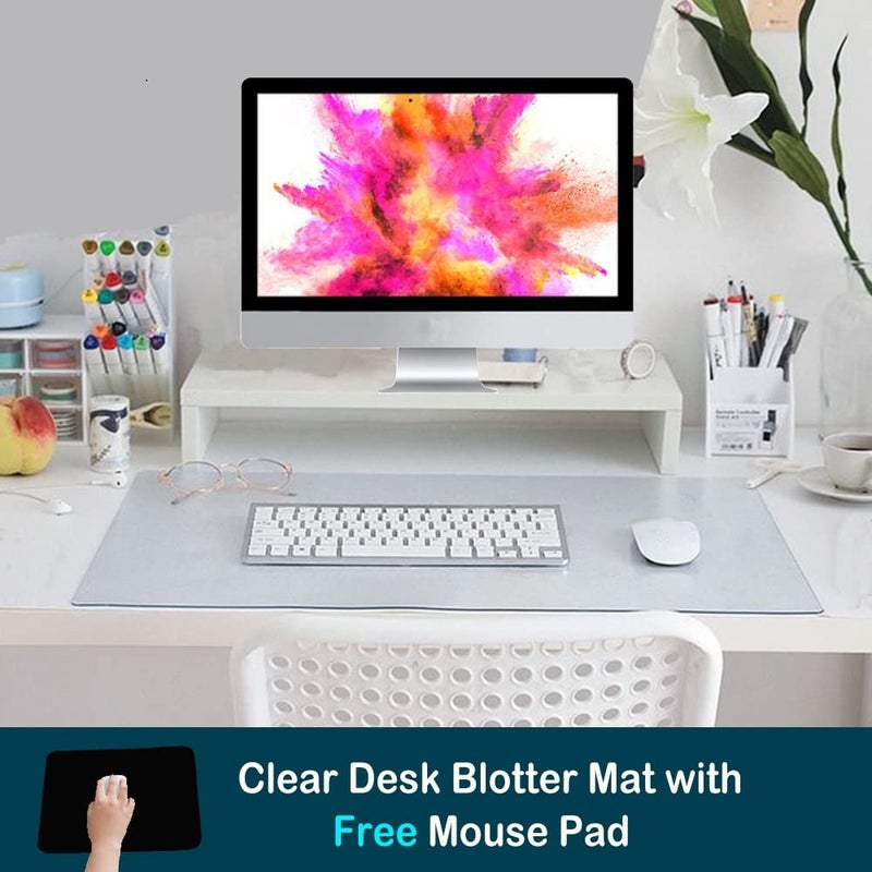 Wadrac Office Desk Blotter Pad Clear Mats Table Protector PVC Writing Mat Plastic Desk Overlay for Laptop Computer Desktop Keyboard Pads Vinyl Wipeable Waterproof Home with Mouse Pad Mat Extra Large 24x48 - Image 4