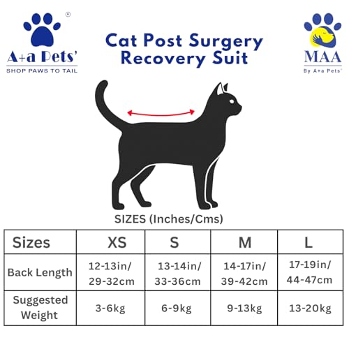 A+a Pets' MAA Cat Everyday Clothing | E-Cone Alternative, Post Surgery Recovery, Abdominal Wounds, Skin Issues | Breathable Cotton (Red, M) - Image 5