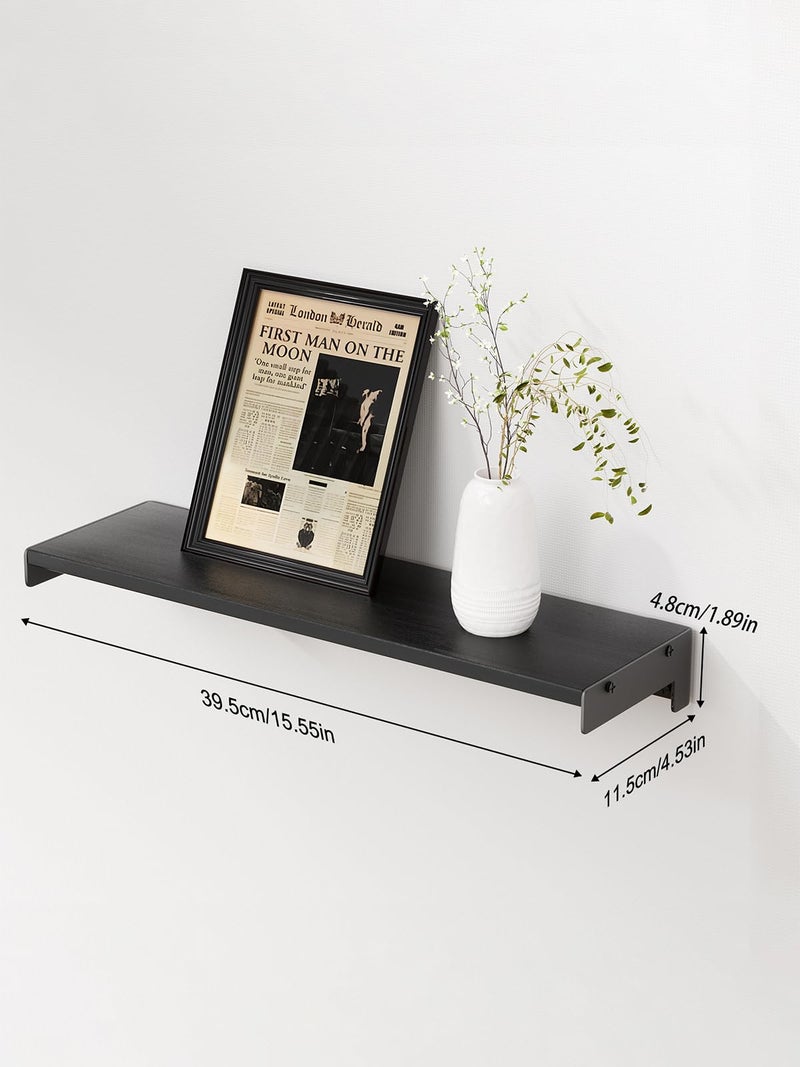 FNBAR Floating Shelves for Wall, Shelves for Decor Storage Set of 6, Wall Mounted Wood Shelf for Bedroom, Living Room, Bathroom, Kitchen,Long Picture Ledge Shelves.(Black) - Image 4