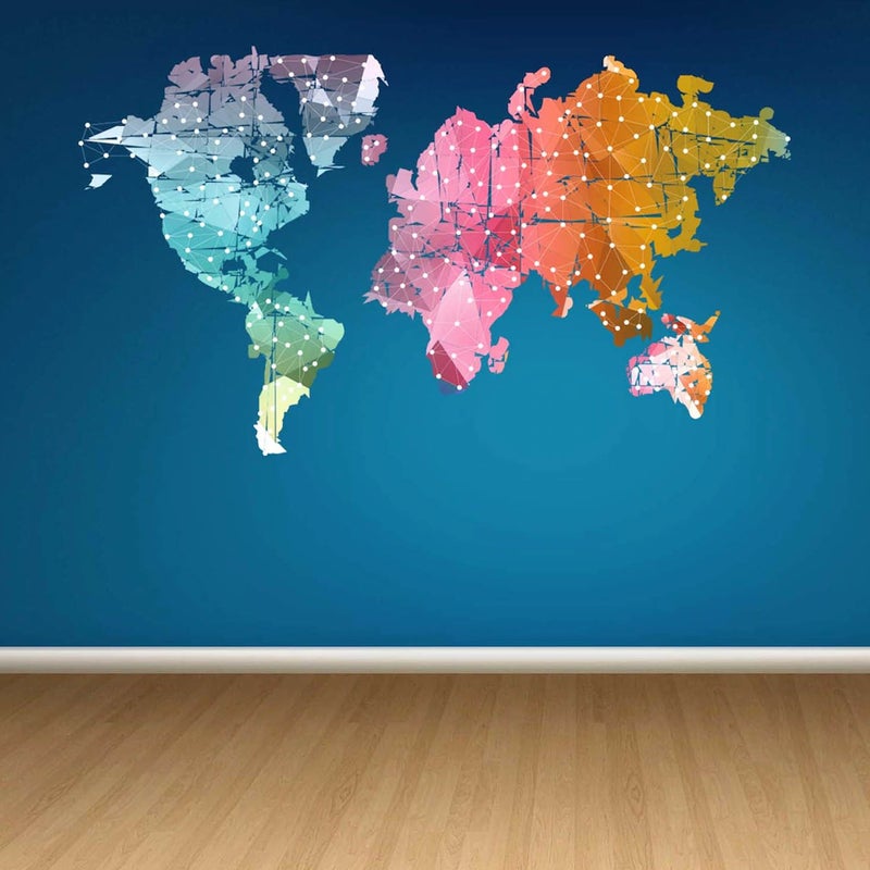 Kt Grup Kt Decoration Colorful 3D Special Design World Map Wall Sticker