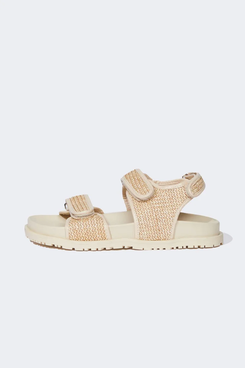 ديفاكتو Woman Double Band Flat Sole Straw Slippers