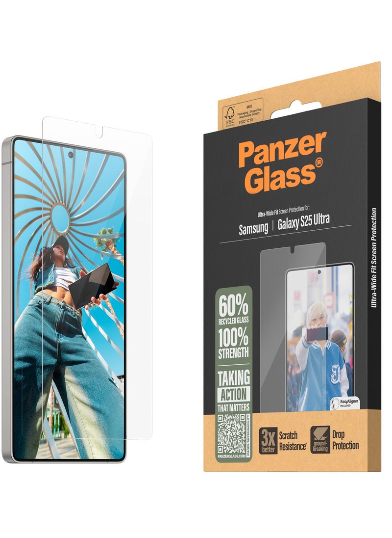 PanzerGlass Screen Protector for Samsung Galaxy S25 Ultra Tempered Glass, High Scratch Resistance, 60% Recycled Glass, S25 Ultra screen protector, Anti-scratch, No Dust, No Bubbles - pzsku/Z6F33A5509F09CCABE49FZ/45/_/1737548738/727b689f-b848-4144-b722-8d4b6b93a40e