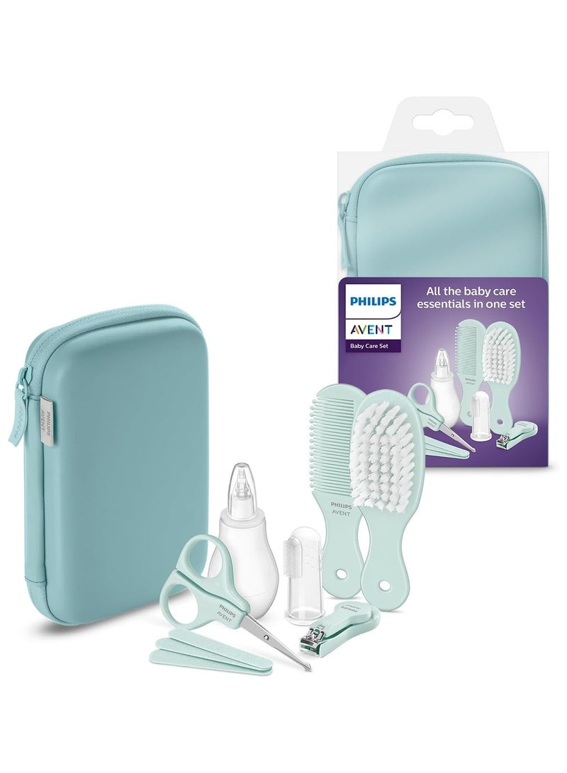 Avent Philips Avent Baby Care Kit - Starter Kit with 9 Accessories: Nail Clippers, Scissors, 3 Nail Files, Comb, Hair Brush, Nasal Aspirator and Finger Toothbrush - Image 1