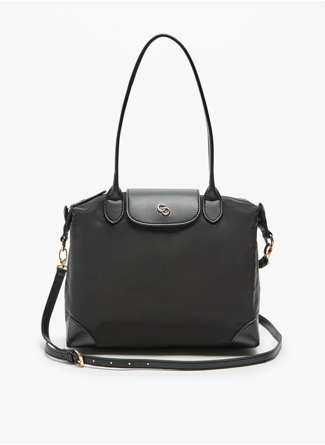 سيليست Solid Tote Bag with Flap Closure and Detachable Strap