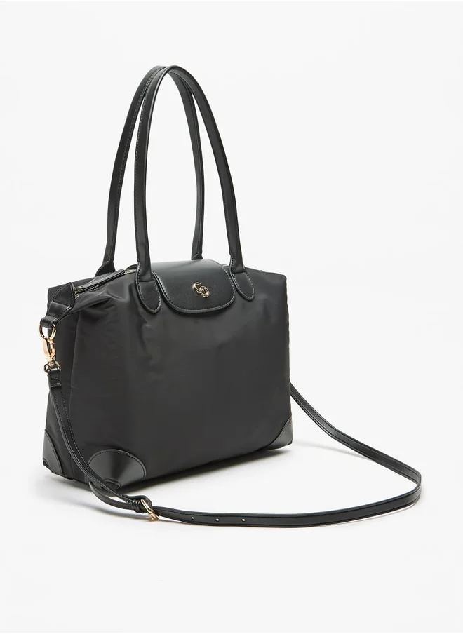 سيليست Solid Tote Bag with Flap Closure and Detachable Strap